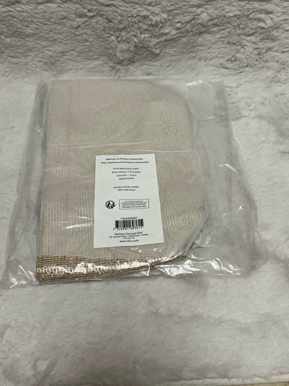 Dior Gold Metallic Straw Tote Bag with Logo Accent- GWP - Picture 10 of 12